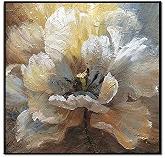 MWMG Acrylbilder Auf Leinwand Handgemalt,Vintage Braune Pfingstrose Blumenpflanze Moderne Kunstwerke Abstrakte Gemälde Rahmenlose Handgemalte Ölgemälde Auf Leinwand Wandkunst Für Wohnzimmer Schlafzim