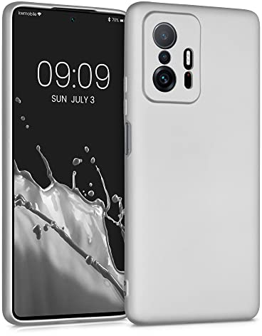kwmobile Case kompatibel mit Xiaomi 11T / 11T Pro Hülle - Schutzhülle aus Silikon metallisch schimmernd - Handyhülle Metallic Silber
