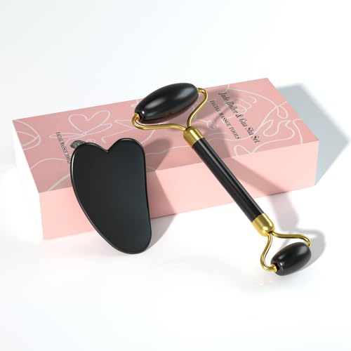 YLTNEUQER Gua Sha and Jade Roller Sets for Women Men Home Spa Stone Facial Guasha Jade Face Roller Massage Tool Set & Facial Skincare Tools Polished Stone Spa Gift