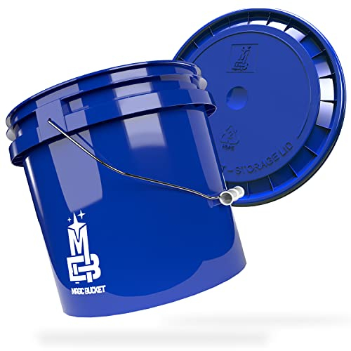 MAGIC BUCKET | Wascheimer Set für Auto Handwäsche Blau mit passendem Eimer Deckel | 3,5 US GALLONEN ca. 13 Liter | kompatibel mit Grit Guard, Detail Guardz Dirt Lock, Chemical Guys Dirt Trap