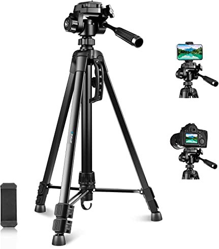 Fututech 55 – 139 cm, verstellbares Stativ aus Aluminiumlegierung, für Canon Nikon Sony Kamera, Actionkamera, Handy, Licht um 360° drehbar