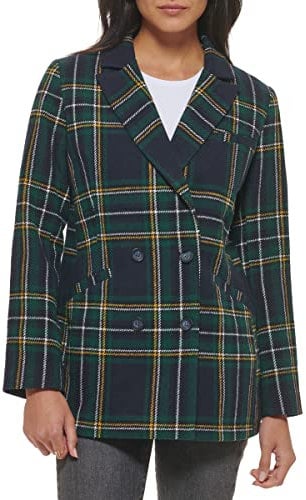 Levi's Damen Wollmischung Zweireihiger Blazer aus Wollmischgewebe, Black Watch Plaid, L