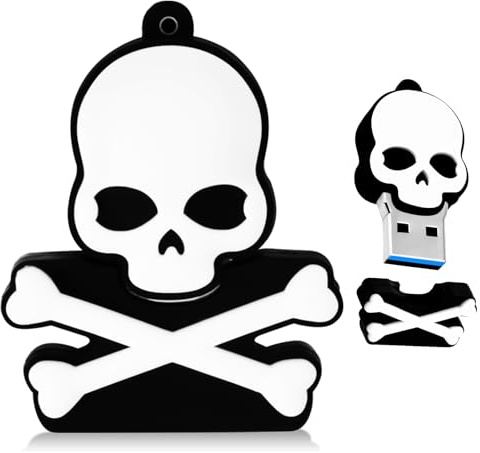 USB Stick 32GB Speicherstick in Schädelform, BorlterClamp USB 2.0 Flash-Laufwerk in Totenkopfform Lustiger Memory Stick Cooler Flash Drive (Weiß)