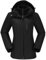 Damen Skijacke 3 in 1 Wanderjacke mit Fleece Wasserdicht Atmungsaktiv Funktionsjacke Winterjacke Winddichte Outdoorjacke mit Abnehmbare Kapuze für Winter Sport,Schwarz M