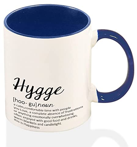 Hygge Definition Kaffeetasse – Lustige Hygge Tasse – Hygge Definition Zweifarbige blaue Tasse – Hygge Tasse Neuheit Tasse 325 ml