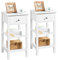 Yaheetech 2pcs Bedside Tables, Narrow Nightstand Cabinet with Storage, Set of 2 Wooden Sofa Side Table with 1 Drawer & 2 Shelves for Living Room/Bedroom/Hallway/Lounge/Small Space, White, 35×35×70cm