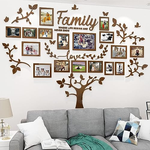 Tefengmaoyi Wandtattoo Baum Stammbaum Wandtattoo Wohnzimmer - 3D DIY Wandsticker Wall Stickers Wanddeko Deko Wandtattoo Baum für Wohnzimmer Schlafzimmer Bilderrahmen (M67-5 Braun)