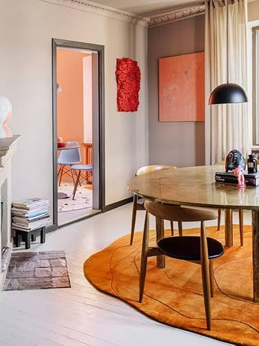 RugVista Barba Teppich, 250 x 250 cm, Orange | Moderne, Niedriger Stapel, Nur chemische Reinigung, Oeko-Tex 100, Wohnzimmer, Schlafzimmer