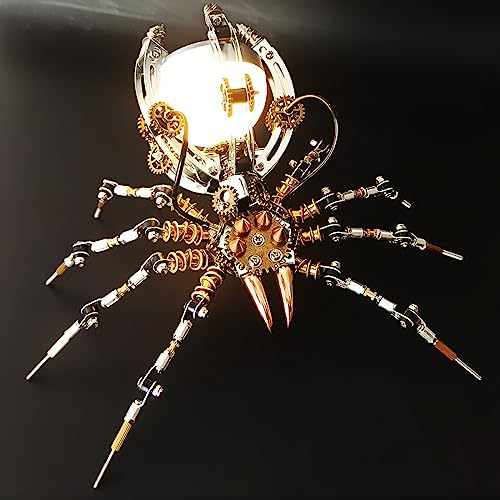 JOENI HIDEDE 3D Metall Puzzle Mechanische Spinne Modell Bausatz mit Tischlampe, 512Pcs Metall Laserschnitt Puzzle Modell Bausatz Spielzeug