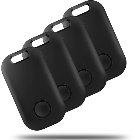Localizzatore di chiavi, localizzatore Bluetooth per Apple Lookup (solo iOS), cercatore di portafogli e localizzatore di oggetti per portafoglio, nero, 4 pezzi, localizzatore di oggetti per