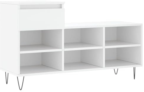 vidaXL Schuhregal, Schuhschrank mit 1 Schlade 6 Fächern, Schuhaufbewahrung mit viel Stauraum, Flur Schrank Schuhablage Schuh Organizer, Weiß Holzwerkstoff