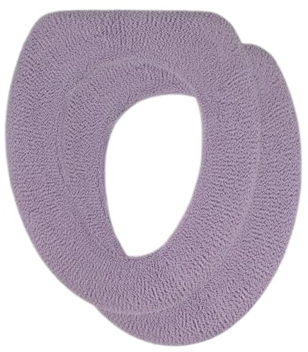 Warm-n-Comfy Soft Toilet Seat Cover - Plush & Thick Fabric Toilet Seat Warmer for Round & Elongated 14x18 Toilet Seats - Reusable, Machine-Washable, Easy-Install - Gift-Rady Packaging- Light Lavender