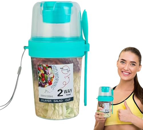 Fenhua Salat-Shaker-Becher,Tragbarer Müslisalatbehälter, auslaufsicher | Vielseitiges Speisezubehör zum Abnehmen für Gemüsesalat, Haferflocken, Pudding, Joghurt
