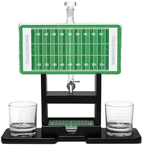 Football Field Whiskey Decanter Set. Unique Gifts for Men or Dad, Home Bar Gifts. Football Liquor Alcohol, Bar Tumbler, Alcohol Decanter Set