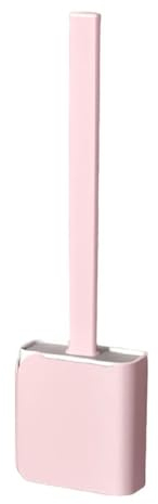 König Design Brosse WC en silicone avec poils flexibles - Avec support à séchage rapide - Pour salle de bain - Rose élégant