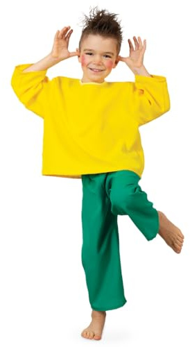 KarnevalsTeufel Kostüm Outfit Kobold-Kinderkostüm - 2-teiliges Set gelb grün Rundhalsausschnitt und Gummizug (116)