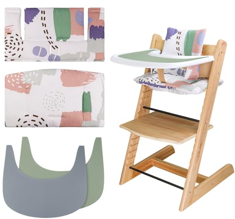 für Hochstuhlkissen, weich und bequem Babysitzbezug mit 2 Stück Hochstuhl-Tischset, für Tripp Trapp Babykissen macht das Sitzen des Babys bequemer (leichter Druck)
