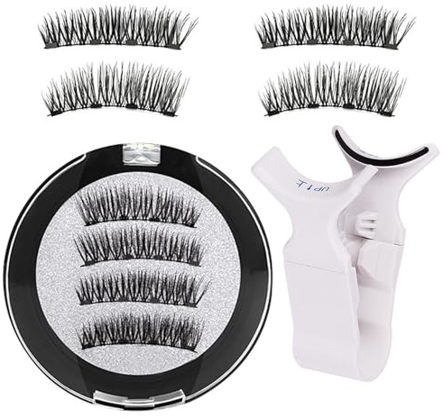 Pestañas magnéticas de aspecto natural con imán , pestañas postizas con pinzas reutilizables, pestañas magnéticas, impermeables, 1 par de larga duración