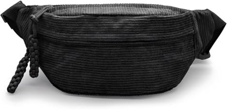 Katyjun Bauchtasche Damen Cord, Fanny Pack Schwarz, Crossbody Bag Herren Klein