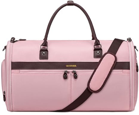 Vessgra Kleidersäcke für Reisen, Kleidersack Reisetaschen für Anzüge, Handgepäck Kleidersack mit Schuhfach für Männer und Frauen, 2 in 1 Garment Duffel Bag Anzugtasche mit Schuhtasche (Rosa)