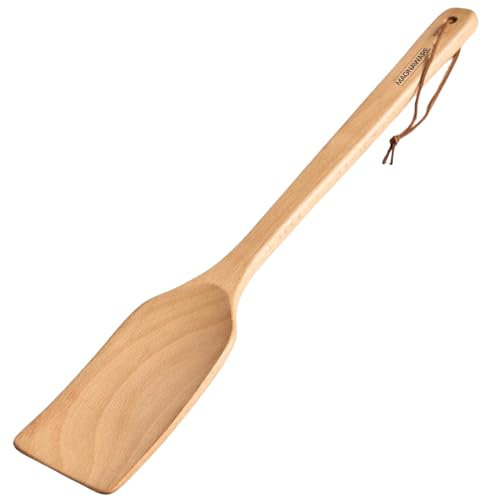 MAGNAWARE Extra Long Wooden Spatula - 18-inch Heavy Duty Stir Paddle for Cooking in Big Pots - Big Cooking Spoon For Cajun, Brewing, Grill, Mixing, Stirring - Solid Natural Hard Wood Large Spatula