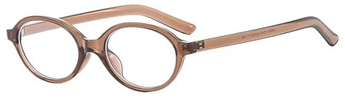 YAMEIZE Ovale Blaulicht Brille Damen Herren - Kleine Anti Blaulicht Brille Retro Blaufilter Brille Gaming Brille (Braun Klar)