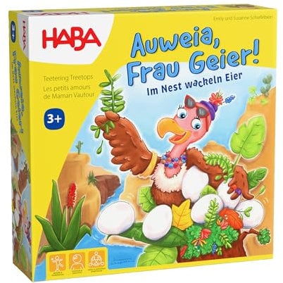 HABA Auweia, Frau Geier! – Spannendes Geschicklichkeitsspiel aus Holz, Nestbau, für Kinder ab 3 Jahren – 2011720001