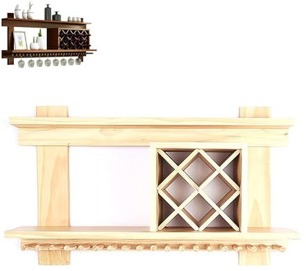 Wine Rack Bar Shelves Wall Mounted with Hanging Wine Glass Rack Holder Mini Bar Liquor Cabinet Bar Bottle Display Shelf Wine Glass Storage Kitchen Shelf Rack for Home Bar Dining Room Decoration Chaser