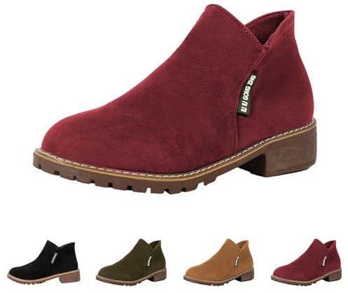 Generico Tronchetti Donna Tacco Basso, Stivaletti Donna Autunno Casual Eleganti, Scarponcino Impermeabile Tronchetti Morbidi Stivali Alla Moda da Donna Bassi, Stivali Chelsea Donna