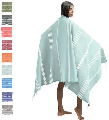 furora HOLIDAY Strandtuch Baumwolle XXL 100x200cm, Spa- & Hamamtuch : dünn, kompakt, lang | Saunatuch Hamam Tuch groß, Strandhandtuch Damen Herren, Saunahandtuch - Urlaub Must Haves