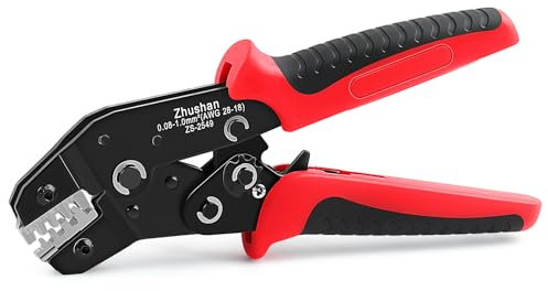Zhushan ZS-2549 Präzisions-Crimpzange für JST-, Molex-, Dupont-Klemmen - passend für ZH 1,5 mm, PH 2,0 mm, XH 2,5 mm, VH 3,96 mm, Dupont 2,54 mm, AWG 28-18 (0,08-1,0 mm²) - Professionelle