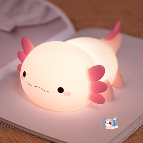 BUDZ Axolotl Night Light —3D Cute Axolotl Light, USB Powered, Touch Control & Timer, Perfect for Kids Bedroom,Best Birthday Gift for Kids