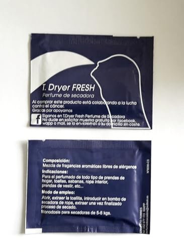 T.DRYER FRESH Lingettes pour sèche-linge Bleu Oscure 100 feuilles, Anti-ride, Combat odeur, Lissage, Adoucissant, Papper, 100 unité
