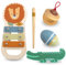 Mamabrum Musikinstrumente-Set Afrika - Xylophon, Rasseln, Kastagnette für Kinder ab 12m - Pädagogisches Holz-Spielzeug mit Tiermotiven - Musikalisches Lern-Spielzeug (6 Teile)