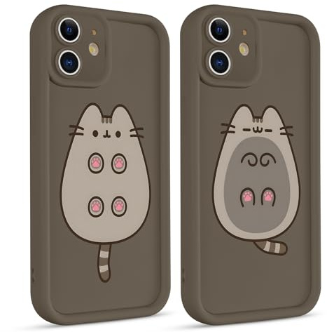 2 Stück Handyhülle für iPhone 11 6.1, Anime Cartoon Cute Katze Pusheen Cat Manga Muster mit Weich TPU Silikon Schutzhülle Kawaii Case Stoßfest Kratzfest Bumper Cover, Pfote