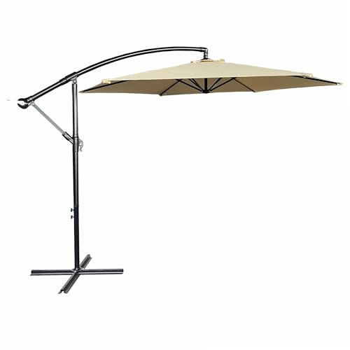 WERKA PRO Parasol Déporté Ø 3 m Inclinaison Ajustable 180 g/m² 2,45 m Crème | Polyester, acier, imperméable, robuste, usage extérieur, crème, jardin terrasse piscine, évent d'air, hauteur 2,45 m