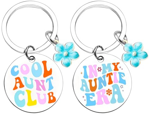 2 Stück Coole Tante Club-Schlüsselanhänger, Kreative Schlüsselanhänger, Edelstahl-Schlüsselanhänger, Geschenk-Schlüsselanhänger