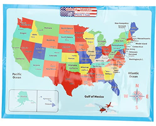 Homoyoyo Usa Landkarte Poster Vorschule Pädagogisches Kinderposter Verschleißfest Abgerundete Ecken Lehrreich Für Kindergarten Heimunterricht