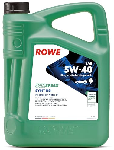 ROWE SUNSPEED SYNT RSi SAE 5W-40, 5 Liter, Mehrbereichs-Motorenöl | Mehrbereichs-Motoröl biosynthetisch für Pkw-Otto- und Dieselmotoren, Art. Nr. 4920068