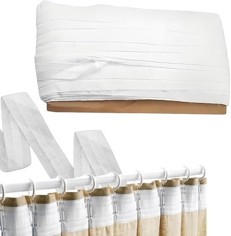 Vimmvid 1 cortina con cinta fruncidora blanca para coser, cinta fruncidora universal para coser, cinta plisada para ganchos de cortina, planchar para decoración dormitorio (30 m x 3 cm)