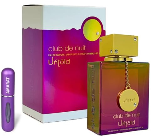 Profumo Club de Nuit Untold 105 ml, profumo arabo per donna di lunga durata, Eau de Parfum importato da Dubai, con atomizzatore ricaricabile 5 ml, fragranza floreale e duratura (Untold)