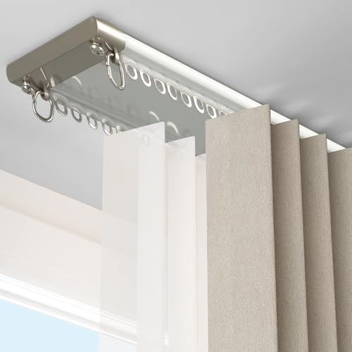 Gardinenschiene 2-Läufig, Vorhangschiene Deckenmontage 200cm Raumteiler Gardinen Schienensystem Aluminium Doppelläufig Vorhang Schiene für Wohnzimmer Schlafzimmer