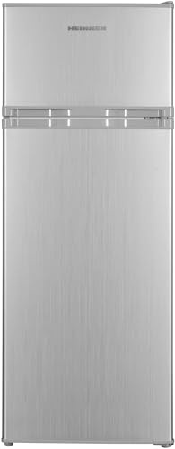 HEINNER HF-H2206SE++ Doppeltür-Kühlschrank – 206 L Nutzinhalt, Energieeffizienzklasse E, LED-Innenbeleuchtung, Mechanische Steuerung, Reversible Türen, Silber – 5 Jahre Garantie