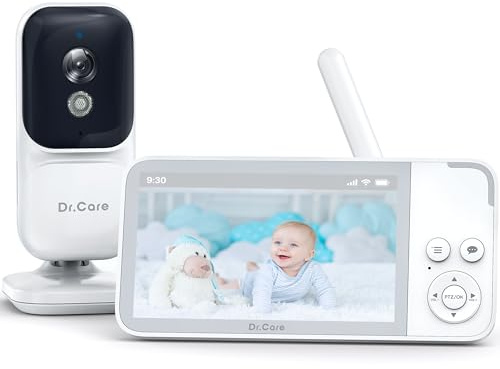 Dr.Care Babyphone mit Kamera ohne WLAN, 3,5 Zoll, Loop-Aufnahme, VOX, 300m | Temp.-Überwachung, Nachtsicht, Gegensprechen, Split-Screen,Schlaflieder,Fütterungstimer, unterstützt 4 Kameras & SD bis 128GB