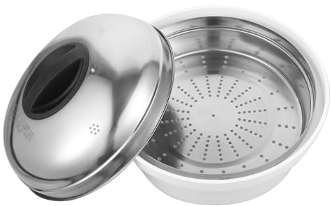 DOITOOL Mikrowellen-Dampfgarer Für Gemüse Und Fisch Dampfgarer Mit Griffen Für Schnelles Dünsten in Der Mikrowelle Geeignet Für Knödel Brötchen Und Reis Leicht Zu Reinigen 9.65 X 9.65 X 5.91 in