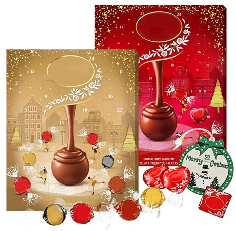 Assorted Chocolates Advent Calendar 2025 - Pack of 2 Red & Gold 24 Days Christmas Countdown Calendar 2025 Chocolates Gift Box with Topline Tree Decoration. Christmas Gifts for Women (468g)