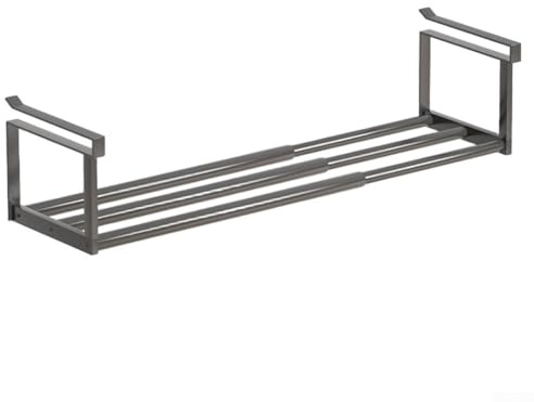 CNANRNANC Étagère télescopique, Slimdescent extensible et réglable pour chaussures, cuisine, placard et salle de bain (noir 1)