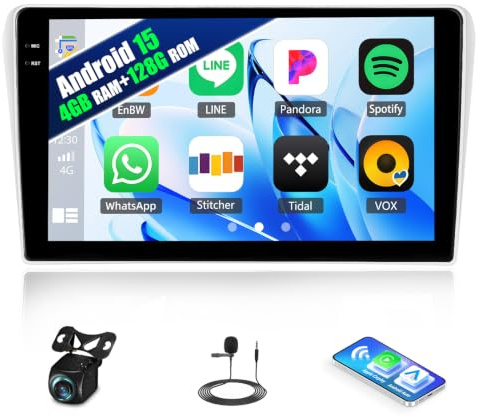 para Toyota Avensis T25 2002-2008, Android 15, 4G+128G GOHHDL Radio Coche para Toyota Avensis T25 Carplay Android Auto, Radio para Coche de 9 Pulgadas con GPS WiFi Bluetooth FM/RDS EQ SWC Cámara&Mic