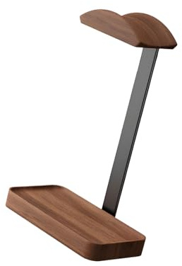 Artistic Wood Headphone Stand with Integrated Storage Shelf for Organizing Small Items Gaming Accessory Holder