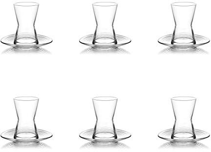 12 Teilig Türkische Teegläser Tee mit Untertasse Hohe Qualität DERIN Orientalisch arabisch Teestube Cafe Kahve Bar Club Cay Seti Bardak Bardagi 6 Teegläser + 6 Untertassen